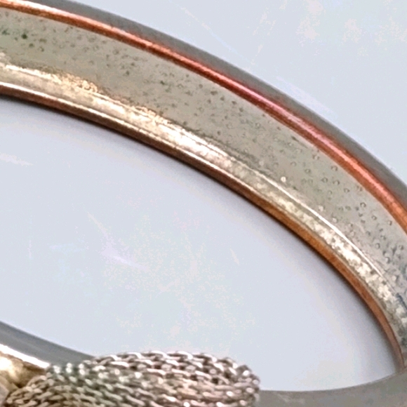 Silver Clamper Bangle Bracelet Mesh Bowtie Wedding Jewelry Vintage - Picture 9 of 16